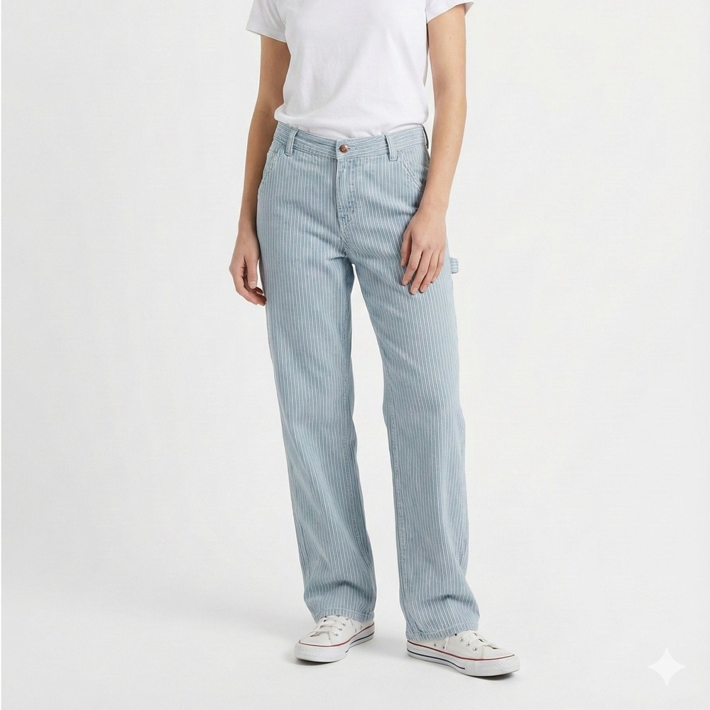 PacSun Baggy Carpenter Corduroy Pants Light Blue Size 26 Daisy Patch‎